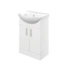 Idaho 2-Door Bathroom Vanity Unit with Ceramic Basin  Gloss White 655mm x 435mm x 855mm
