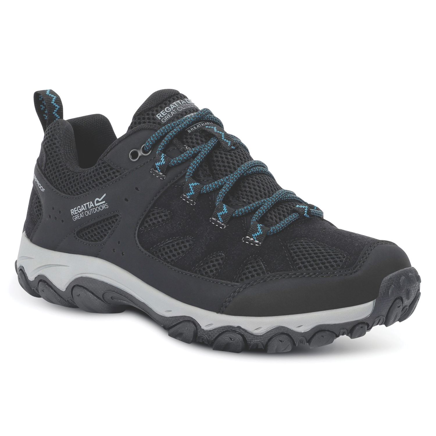 Regatta Edgepoint IV Low Size 6 Womens Black / Storm Blue Waterproof Non Safety Trainers (834AT)