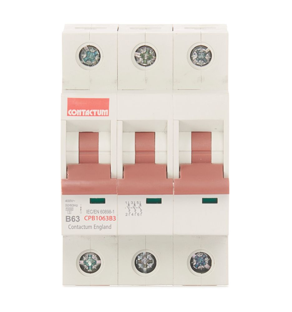 Contactum Defender 63A TP Type B 3-Phase MCB - Screwfix