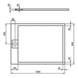 Ideal Standard i.life Ultraflat S Rectangular Shower Tray Jet Black 1200mm x 900mm x 30mm