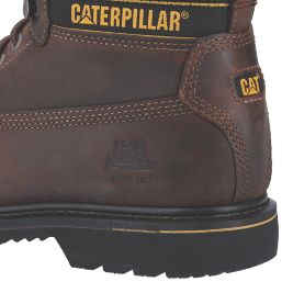 CAT Holton S3 Size 7  Brown Water-Resistant Steel Toe Cap Safety Boots