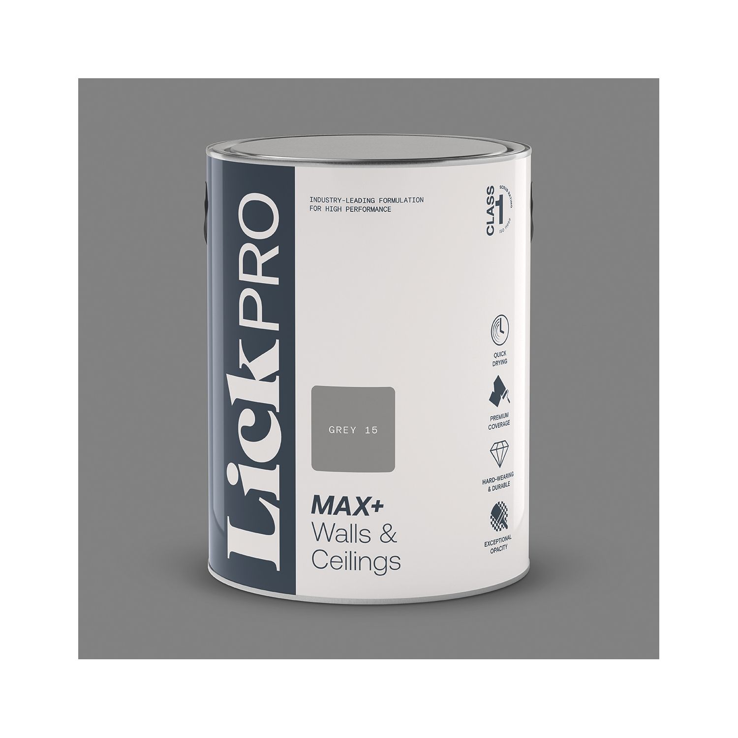 LickPro Max+ 5Ltr Grey 15 Eggshell Emulsion Paint (834JY)
