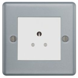 British General  2A 1-Gang Unswitched Metal Clad Round Pin Socket Grey with White Inserts