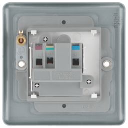 British General  2A 1-Gang Unswitched Metal Clad Round Pin Socket Grey with White Inserts