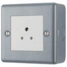 British General  2A 1-Gang Unswitched Metal Clad Round Pin Socket Grey with White Inserts