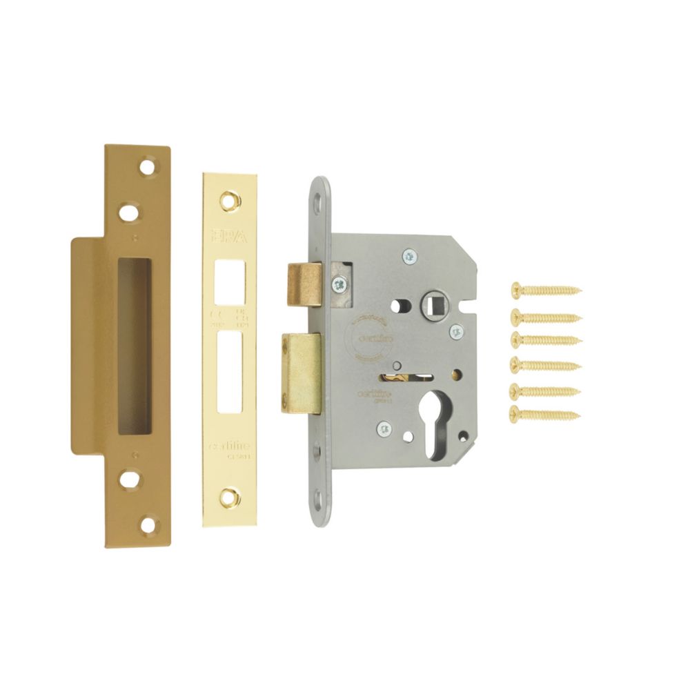 ERA Polished Brass Euro Sashlock 76mm Case - 56mm Backset - Screwfix