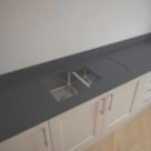 Metis  Dark Grey Kitchen Worktop with 1.5 Bowl Stainless Steel Sink 3050mm x 620mm x 15mm