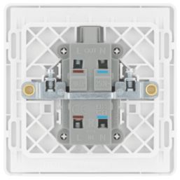 British General Evolve 20A 1-Gang DP Control Switch Brushed Steel with LED with White Inserts