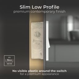 British General Evolve 20A 1-Gang DP Control Switch Brushed Steel with LED with White Inserts