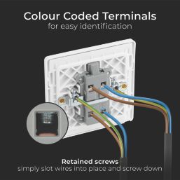 British General Evolve 20A 1-Gang DP Control Switch Brushed Steel with LED with White Inserts