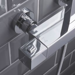 Bristan Craze Rear-Fed Exposed Chrome Thermostatic Bar Mixer Shower with Adjustable Riser Kit & Diverter