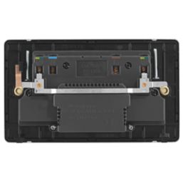 Arlec  13A 2-Gang SP Switched Socket + 4A 15W 2-Outlet Type A USB Charger Gold with Black Inserts