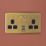 Arlec  13A 2-Gang SP Switched Socket + 4A 15W 2-Outlet Type A USB Charger Gold with Black Inserts