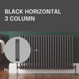 Flomasta 600mm x 1190mm 5160BTU Black Horizontal 3 Column Radiator