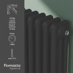 Flomasta 600mm x 1190mm 5160BTU Black Horizontal 3 Column Radiator