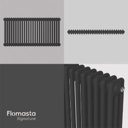 Flomasta 600mm x 1190mm 5160BTU Black Horizontal 3 Column Radiator