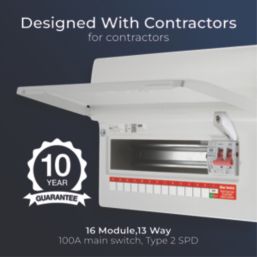 British General CF16MS13-01 13-Module 13-Way Part-Populated High Integrity Main Switch Consumer Unit with SPD