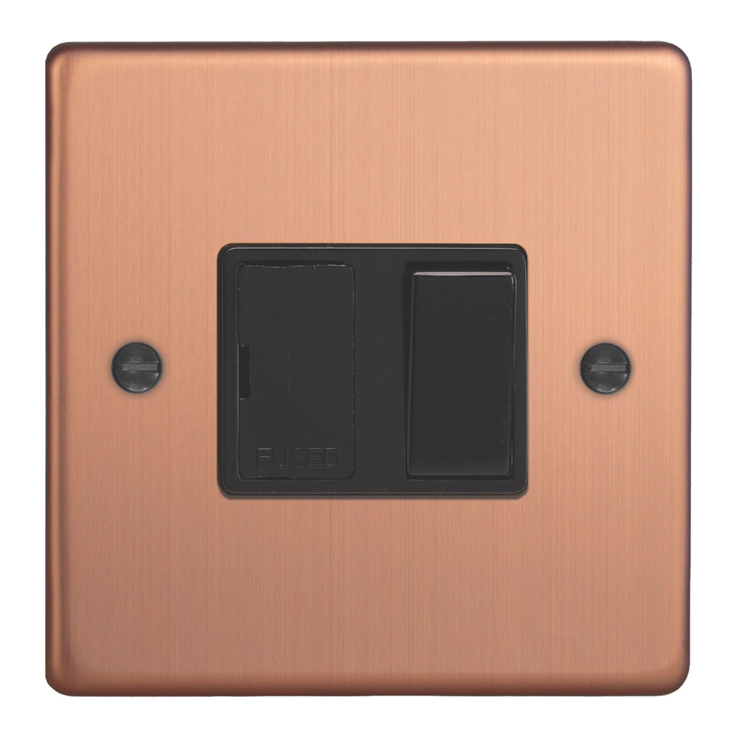 Varilight 13A Switched Fused Spur Brushed Copper with Black Inserts (835EC)
