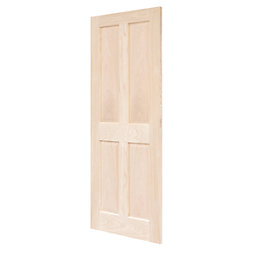 Unfinished Oak Wooden 4-Panel Internal Victorian-Style Door 2040mm x 826mm