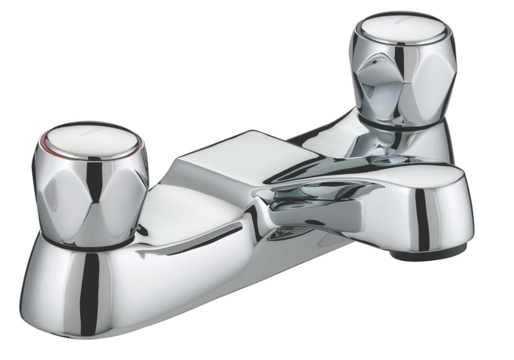 Bristan Club Chrome-Plated 71mm Deck Mounted Round Head 2 Tap Holes Bath Mixer Tap - Screwfix