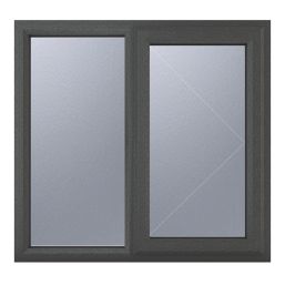 Crystal  Right-Hand Opening Obscure Triple-Glazed Casement Anthracite on White uPVC Window 1190mm x 1190mm