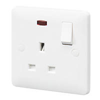 MK Base 13A 1-Gang SP Switched Socket White with Neon with White Inserts