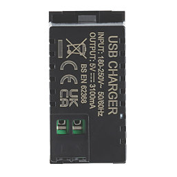 Contactum Media Modular 3.1A 15.5W 2-Outlet Type A & C USB Socket Black