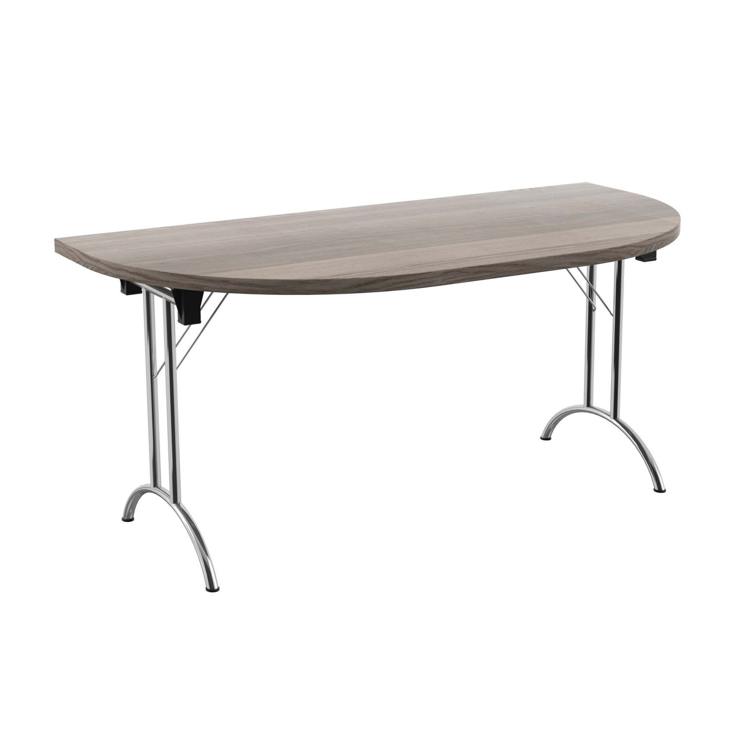 TC Group One Union Semi-Circular Folding Table Grey Oak/Silver 1600mm x 800mm (835TT)