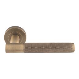 Smith & Locke Skiddaw Door Handle, Latch & Hinge Set Antique Brass 6 Pcs