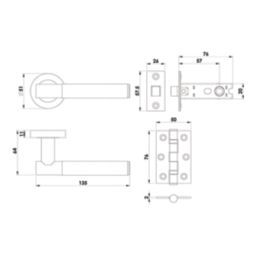 Smith & Locke Skiddaw Door Handle, Latch & Hinge Set Antique Brass 6 Pcs