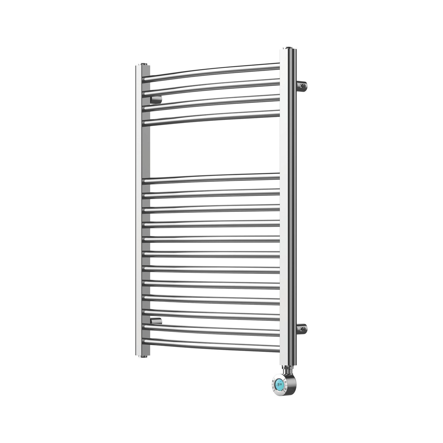 Flomasta 800mm x 600mm 853BTU Chrome Curved Electric Towel Radiator (836CL)