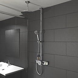 Aqualisa Link Exposed Retrofit HP/Combi Ceiling-Fed Chrome Thermostatic Smart Shower With Diverter