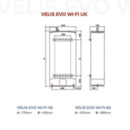 Ariston Velis Evo Wi-Fi Electric Storage Water Heater 3 / 6kW 45Ltr