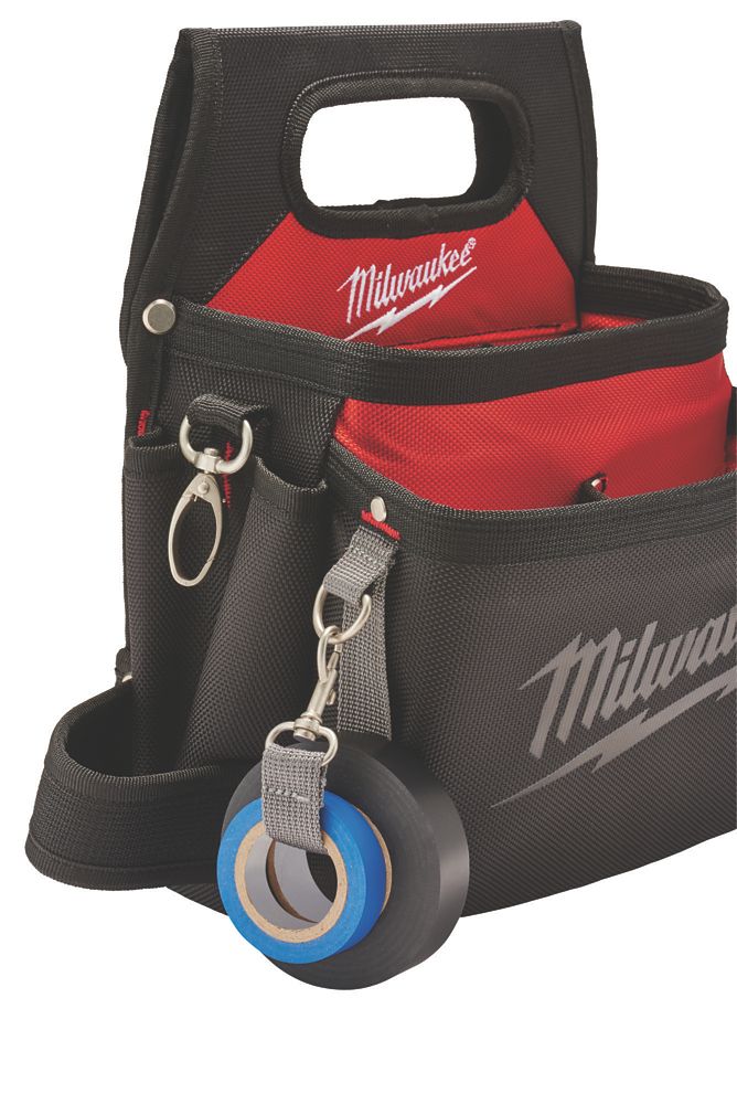 Milwaukee Electricians Tool Pouch Black Red Screwfix