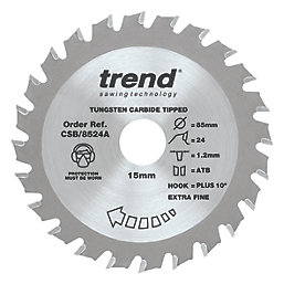 Trend CraftPo CSB/8524A Wood Thin Kerf Circular Saw Blade for Cordless Saws 85mm x 15mm 24T