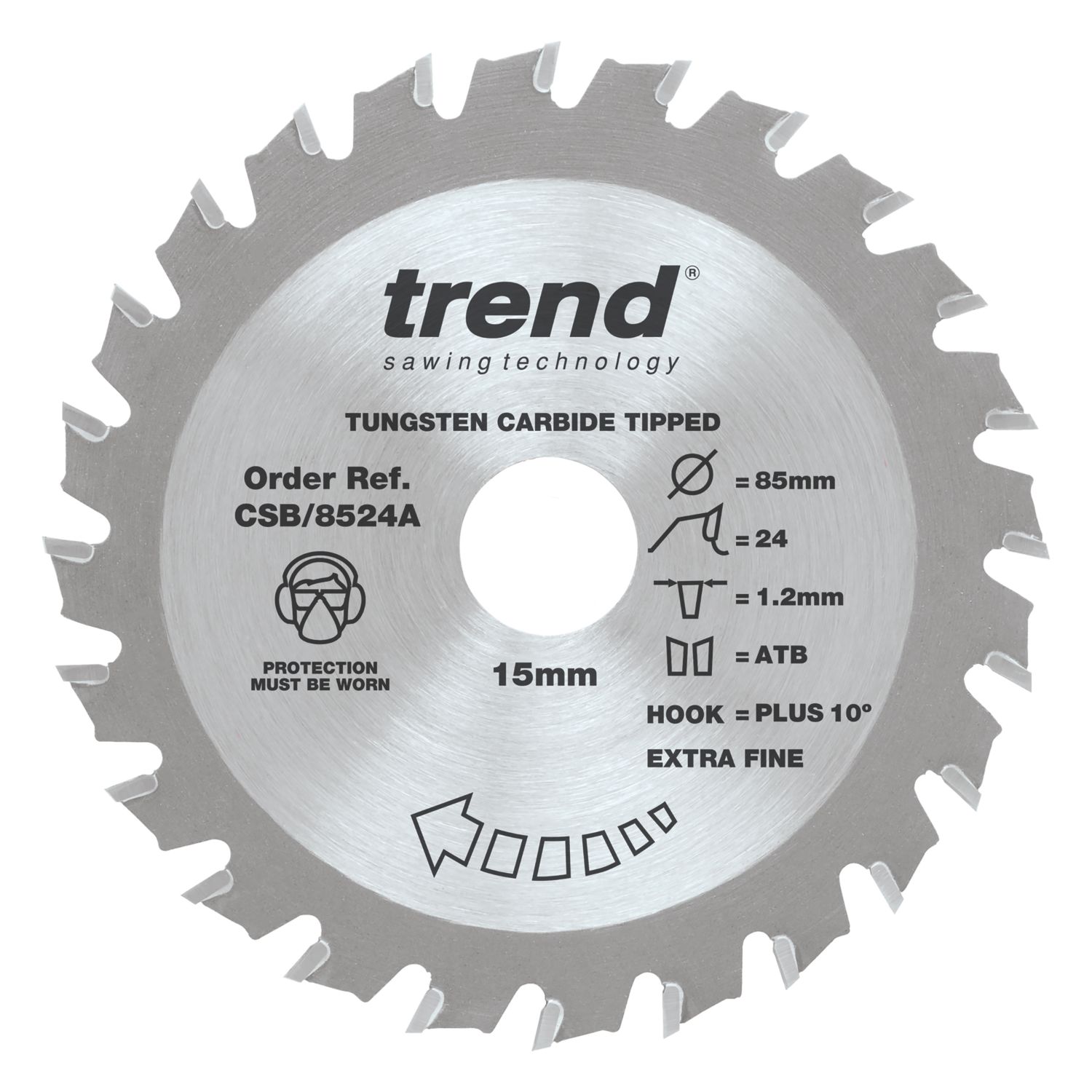 Trend CSB/8524A Wood Thin Kerf Circular Saw Blade for Cordless Saws 85mm x 15mm 24T (836XG)