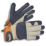 ClipGlove Leather Palm   Goatskin Leather Gardening Gloves Navy / Cream Medium