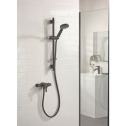 Bristan Onza Rear-Fed Exposed Black Thermostatic Shower Valve with Riser Kit
