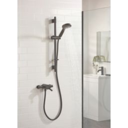 Bristan Onza Rear-Fed Exposed Black Thermostatic Shower Valve with Riser Kit