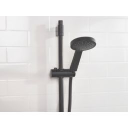 Bristan Onza Rear-Fed Exposed Black Thermostatic Shower Valve with Riser Kit