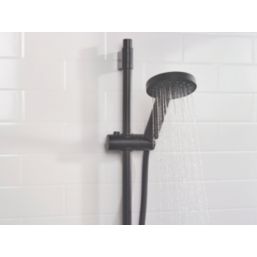 Bristan Onza Rear-Fed Exposed Black Thermostatic Shower Valve with Riser Kit