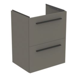Ideal Standard i.life S Wall Hung Vanity Unit With Black Handles & Basin Matt Quartz Grey 500mm x 375mm x 665mm