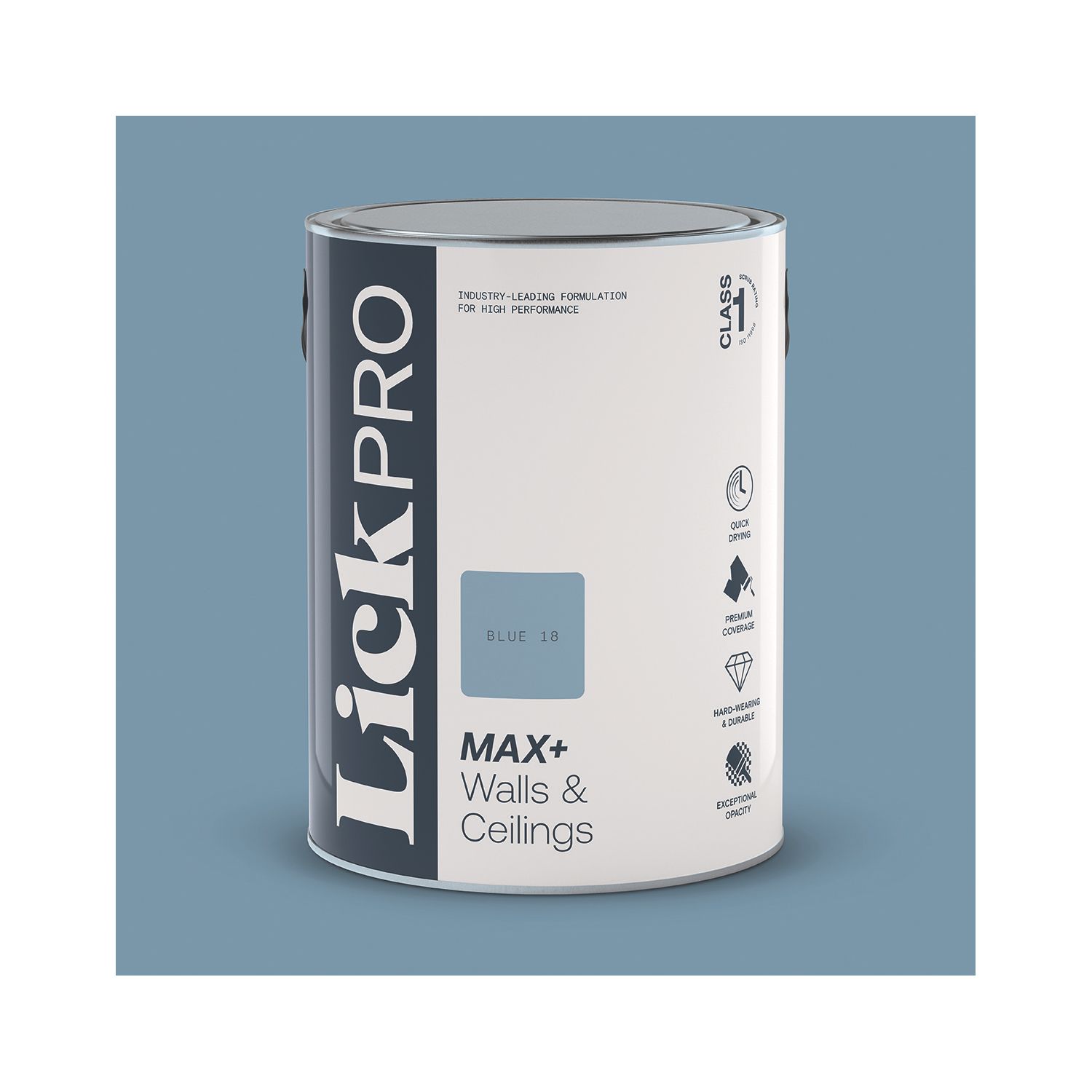 LickPro Max+ 5Ltr Blue 18 Matt Emulsion Paint (837JY)