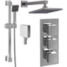 ETAL Diamond Rear-Fed Concealed Polished Chrome Thermostatic Bar Mixer Shower