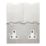 Contactum 3377BSW 13A 2-Gang Unswitched Floor Socket Brushed Steel with White Inserts