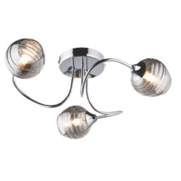 Quay Design Leonie LED 3-Light Semi-Flush Ceiling Light Chrome 6W 200lm