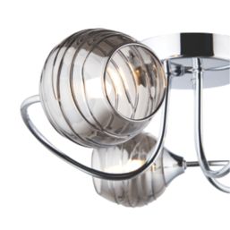 Quay Design Leonie LED 3-Light Semi-Flush Ceiling Light Chrome 6W 200lm