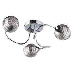 Quay Design Leonie LED 3-Light Semi-Flush Ceiling Light Chrome 6W 200lm