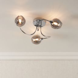 Quay Design Leonie LED 3-Light Semi-Flush Ceiling Light Chrome 6W 200lm