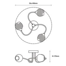 Quay Design Leonie LED 3-Light Semi-Flush Ceiling Light Chrome 6W 200lm